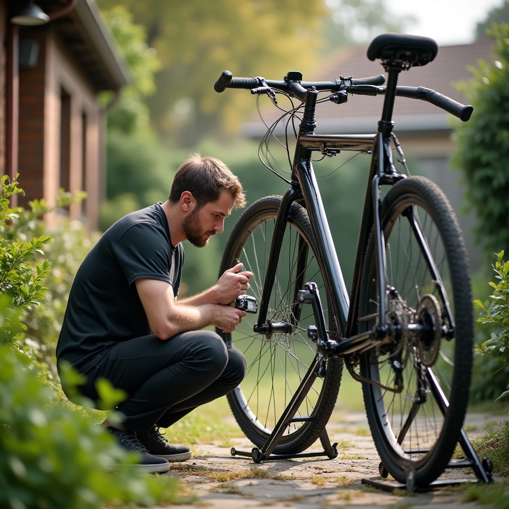 Mechanik Nebidu podczas pracy serwisowej przy rowerze klienta